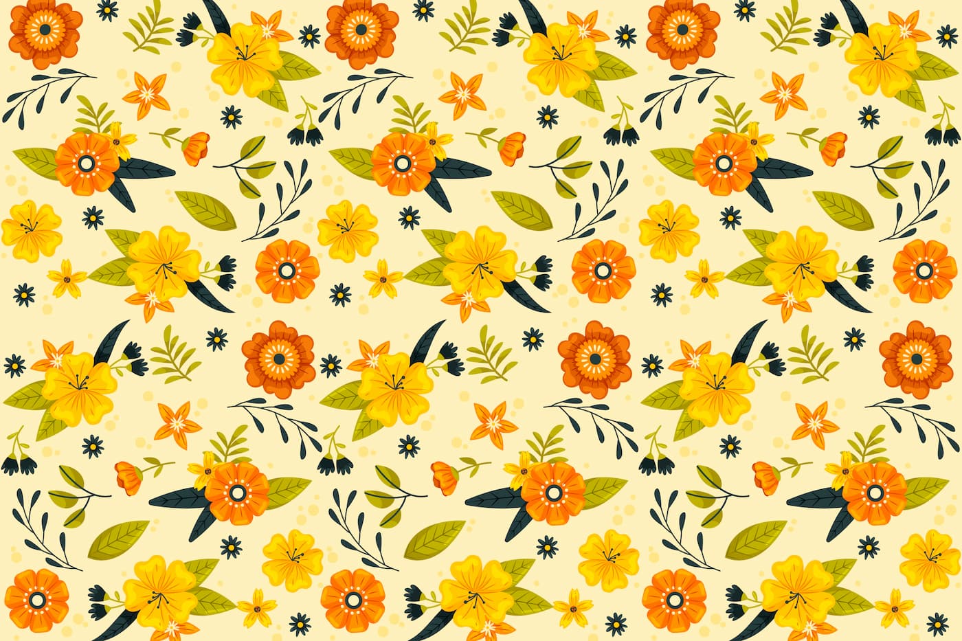 Papier peint fleurs jaunes