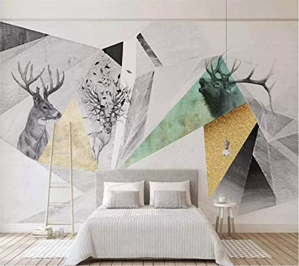 Papier peint Papier peint 3D géométrique cerfs crée une géométrique