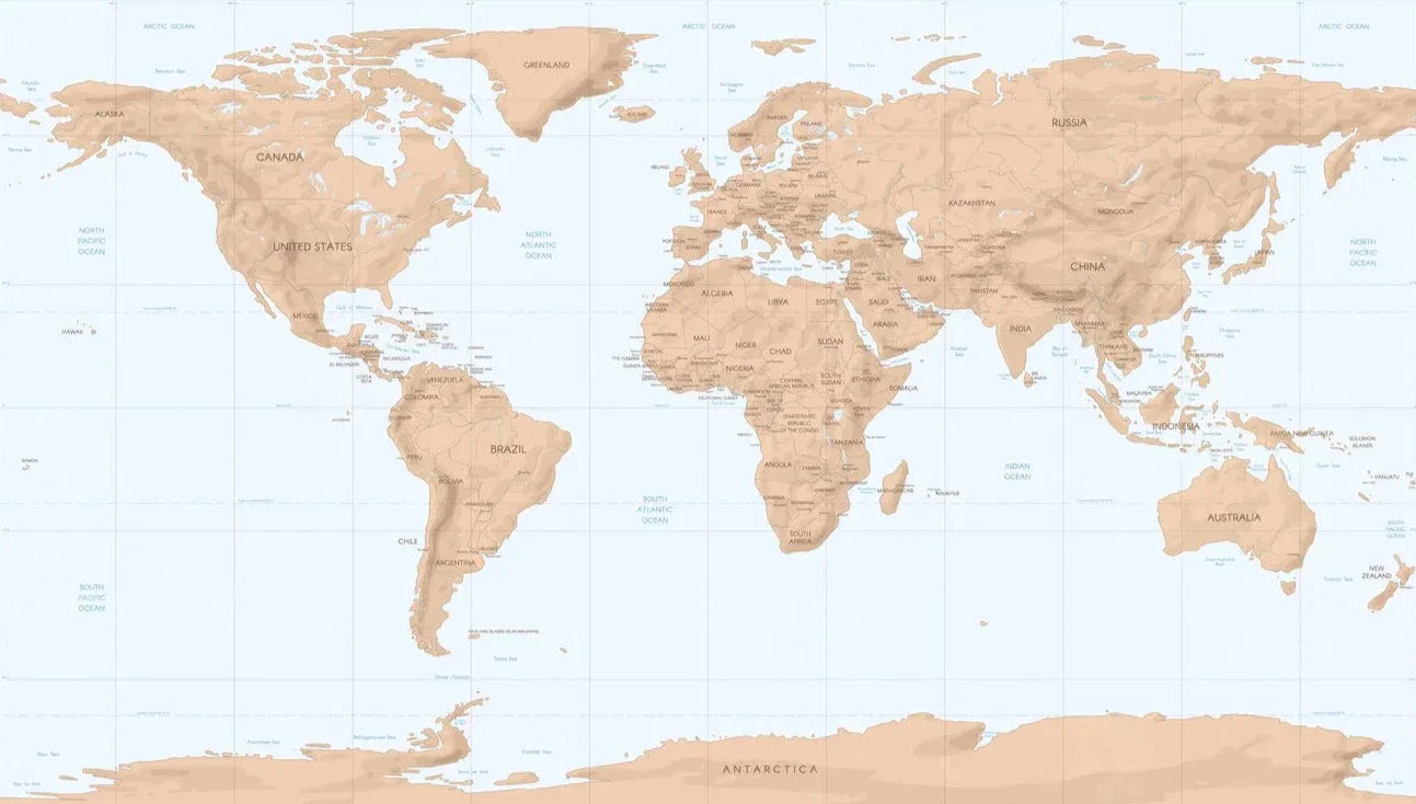 Papier peint panoramique carte du monde classique