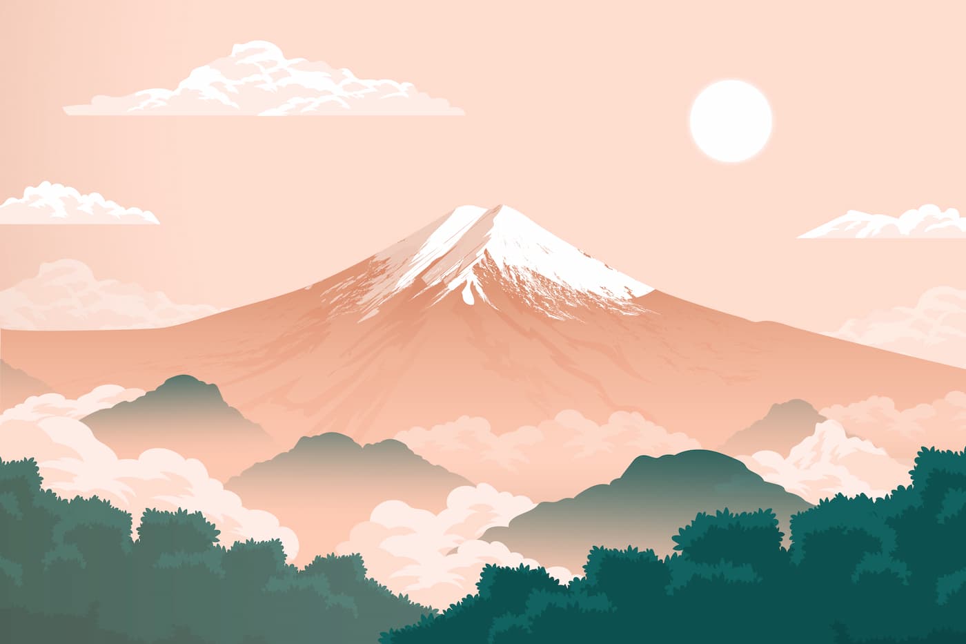 Papier peint japonais montagnes