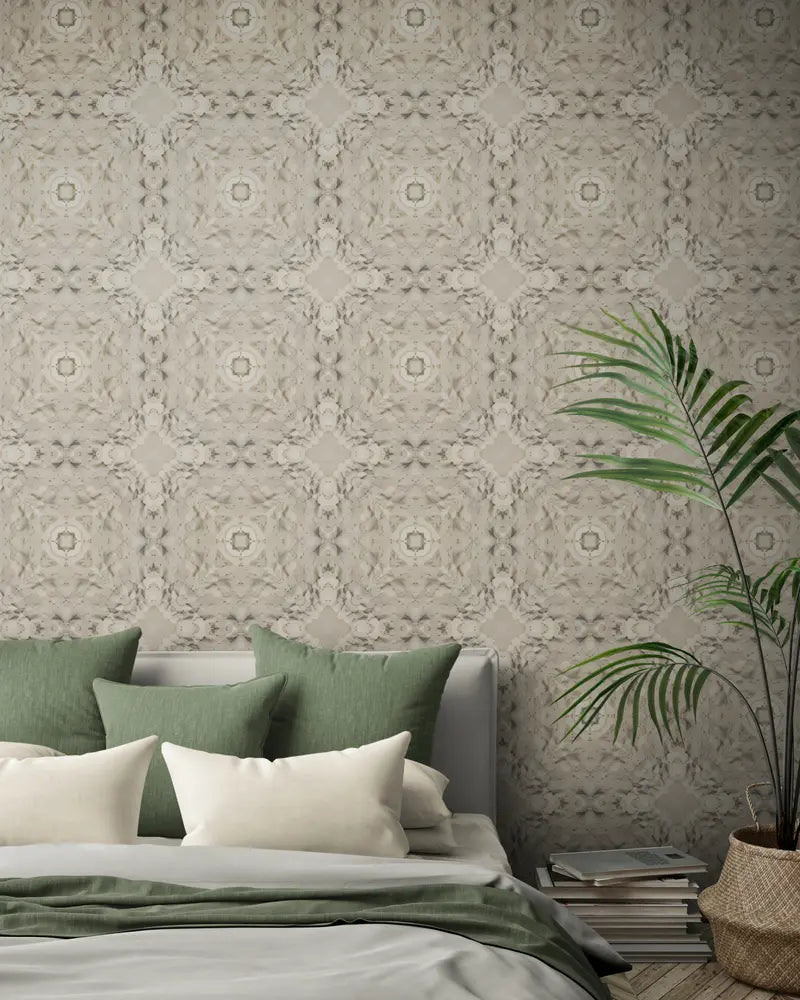 Papier peint Papier peint baroque beige et gris géométrique répétitif abstrait