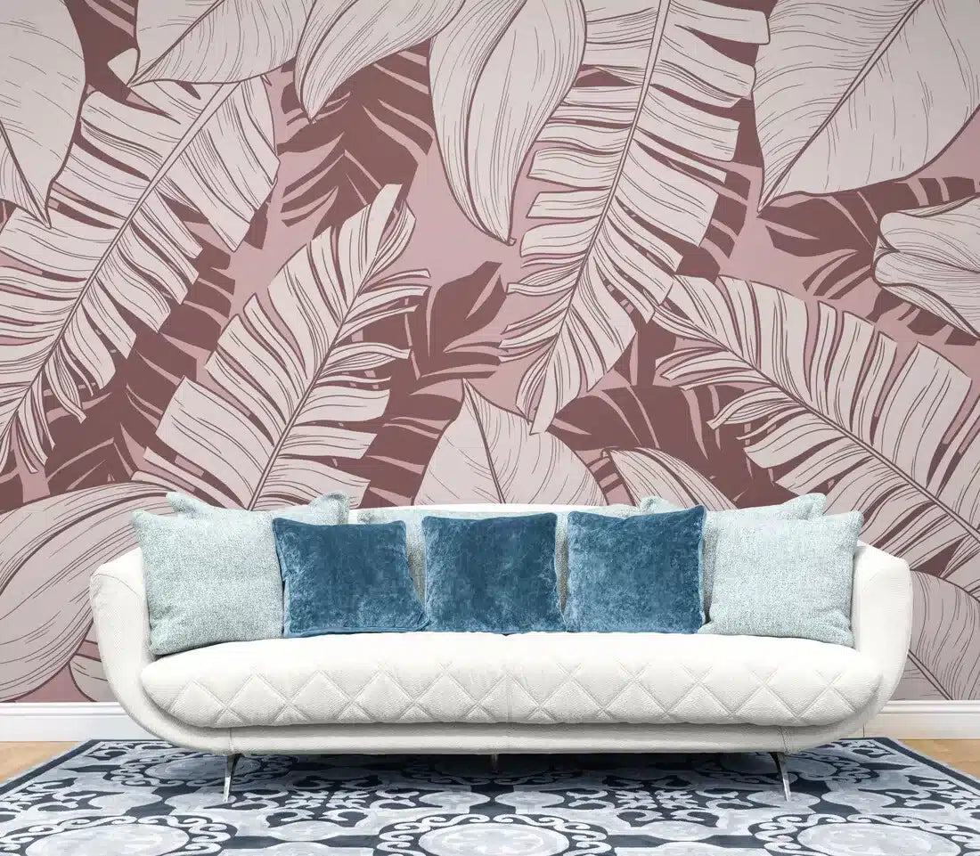 Papier peint Papier peint nordique feuilles de bananiers tropical élégant, exotique