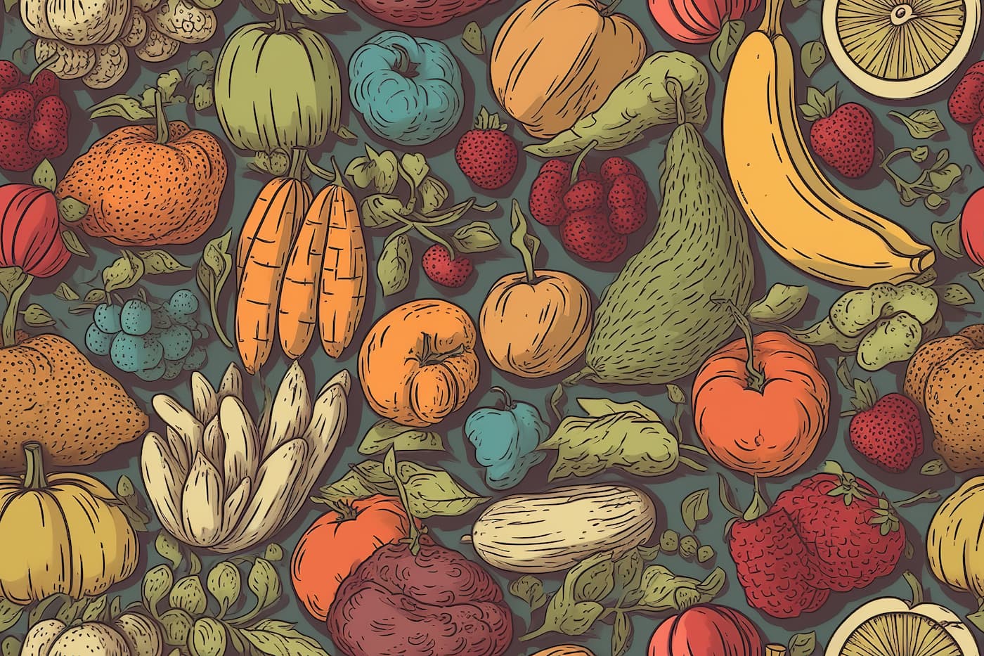 Papier peint fruits vintage