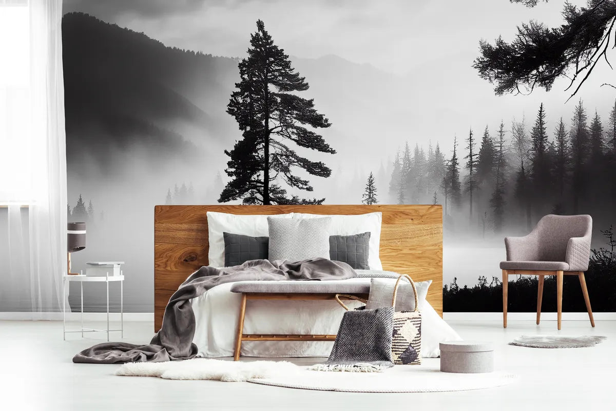 Papier peint Papier peint noir et blanc nature crée une sereine
