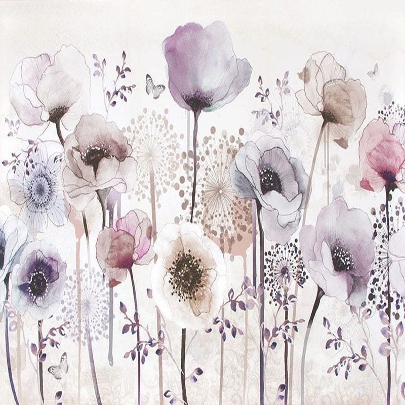 Papier peint panoramique fleurs violette