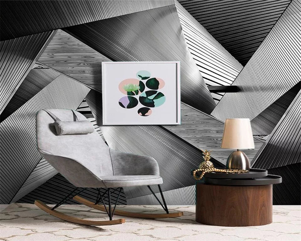 Papier peint Papier peint 3D motif géométrique métallique géométrique abstrait contemporain,