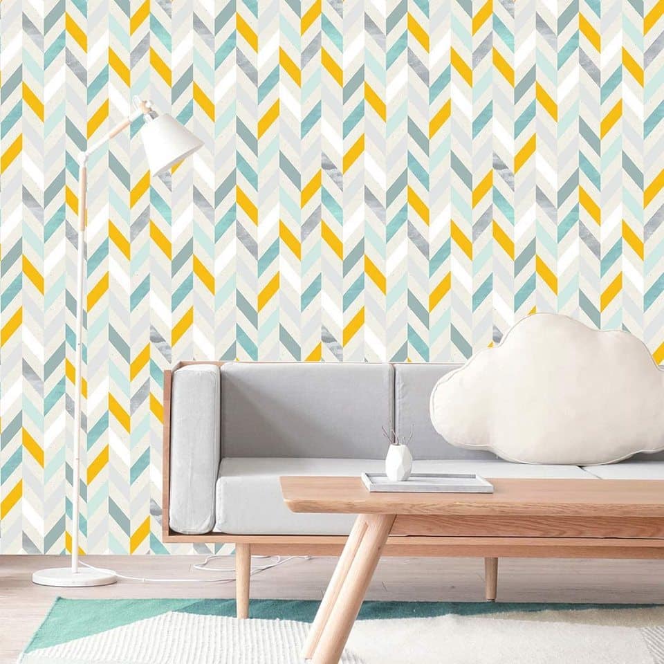 Papier peint Papier peint chevron coloré géométrique en scandinave,