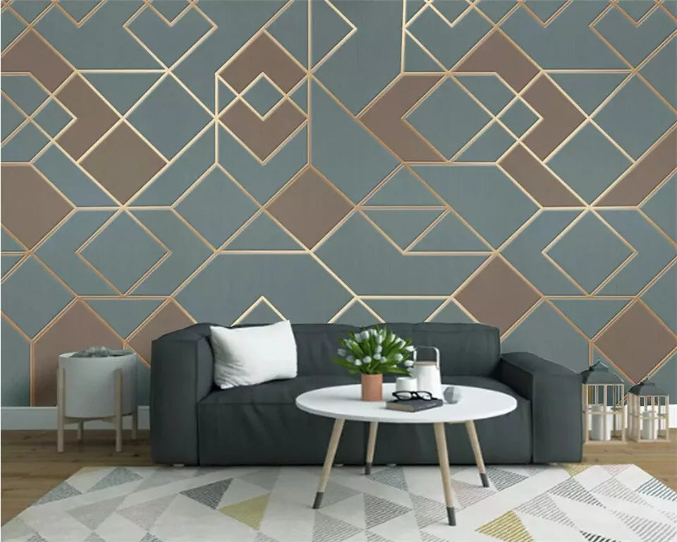 Papier peint Papier peint géométrique abstrait gris et marron géométrique abstrait Art