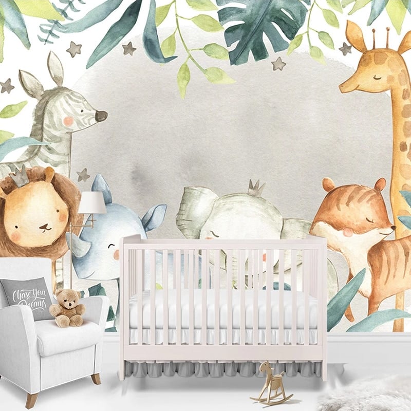 Papier peint Papier peint enfant animaux du monde crée une enfantin