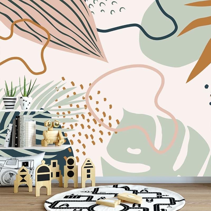 Papier peint Papier peint feuillage design abstrait et scandinave,