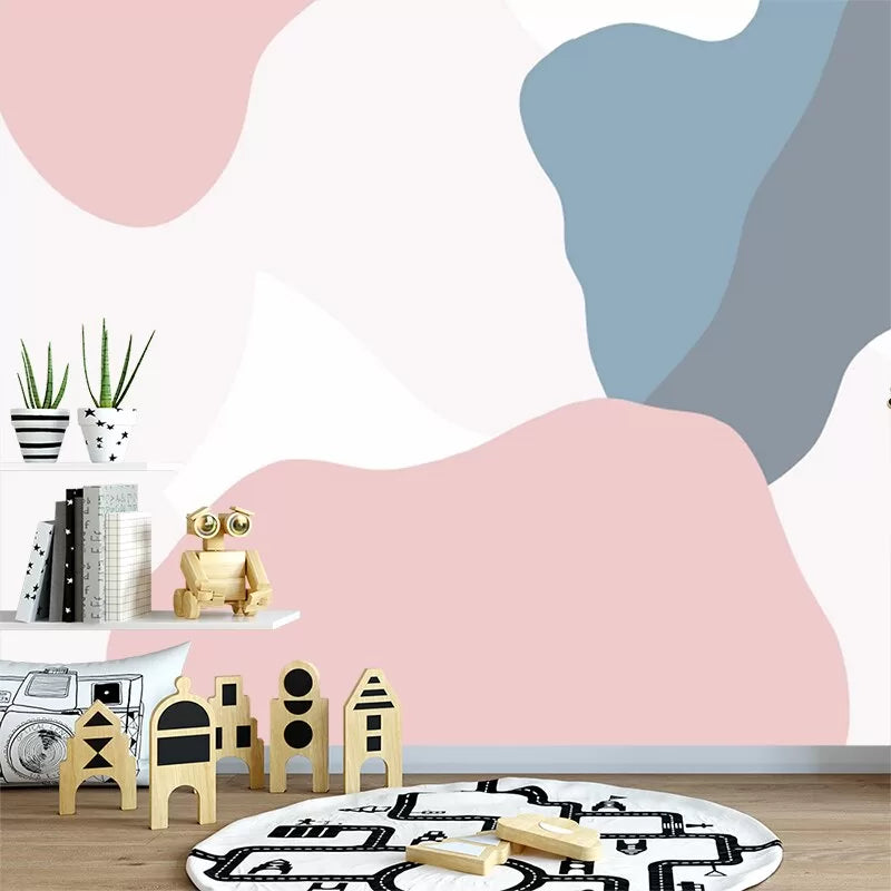 Papier peint Papier peint panoramique taches bleues et roses abstrait aux scandinave,