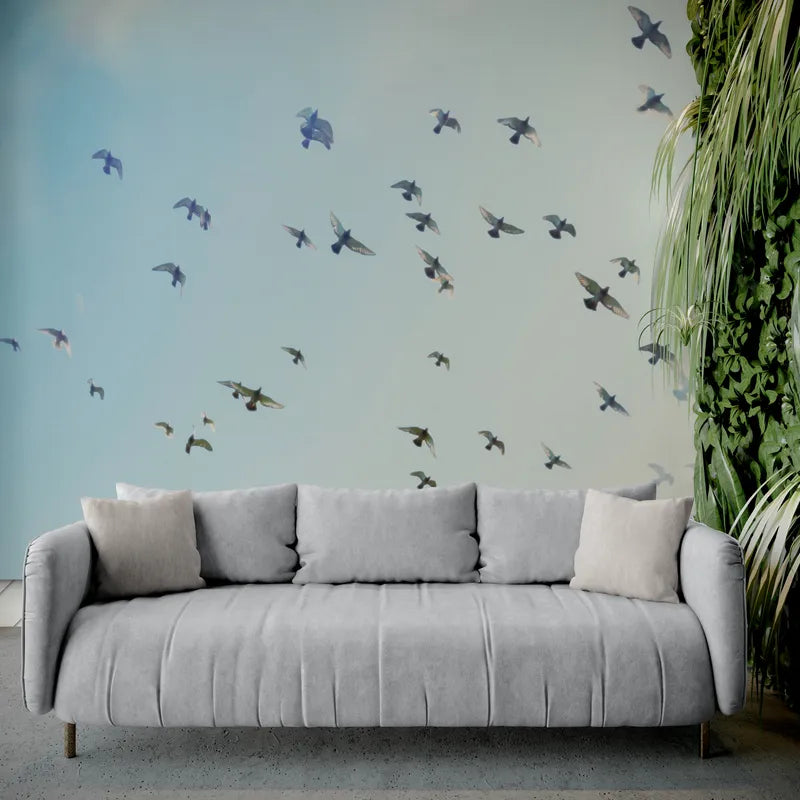 Papier peint Papier peint ciel bleu et oiseaux apporte une sereine