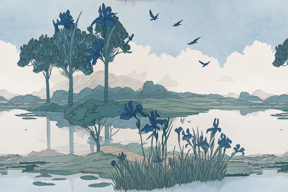 Motif papier peint hirondelle