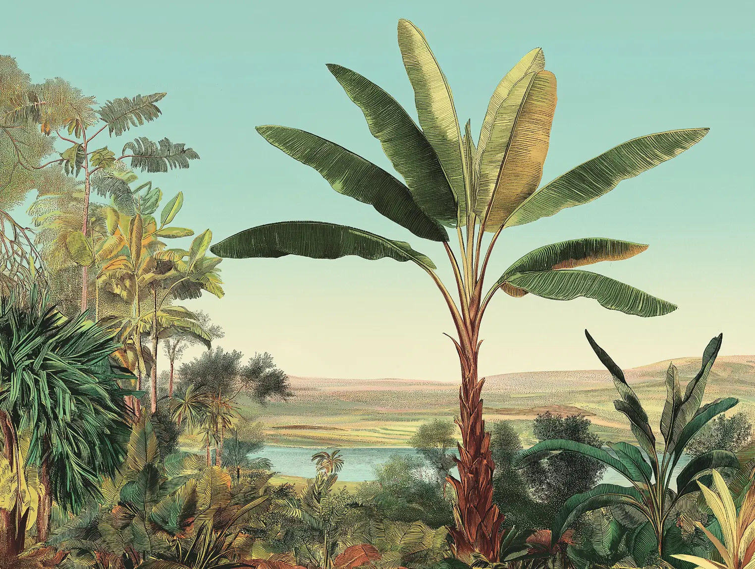 Motif papier peint panoramique oasis