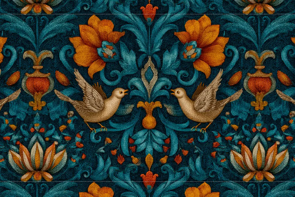 Motif tenture murale médiévale