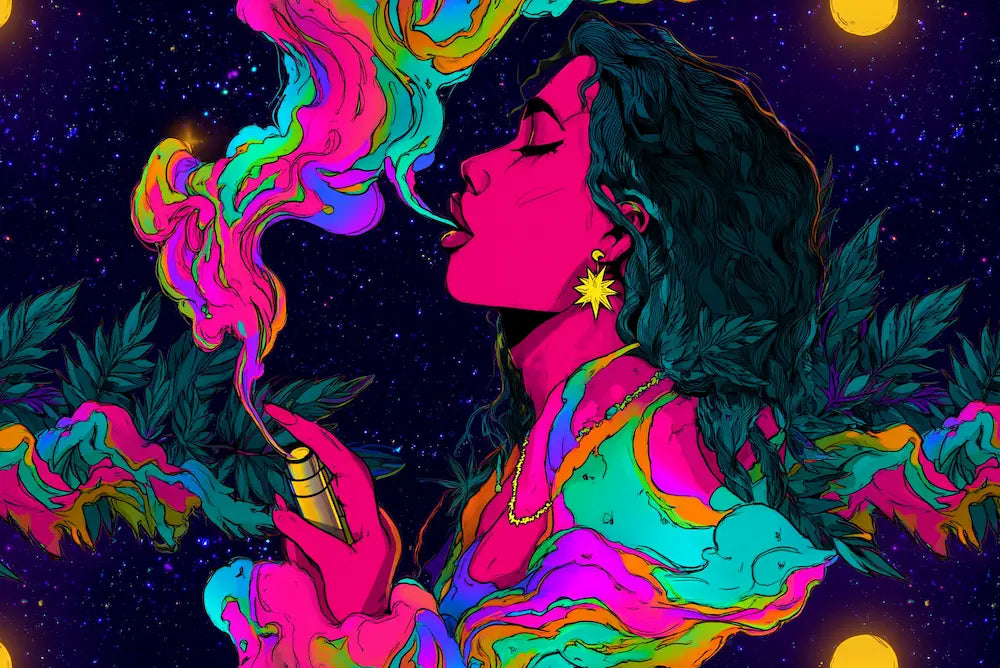 Motif tenture murale psychédélique uv