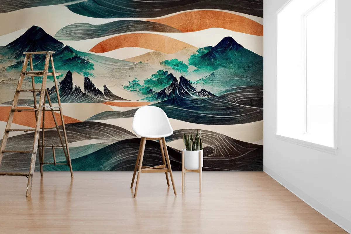 Papier peint Papier peint japonais vagues inspirés de zen