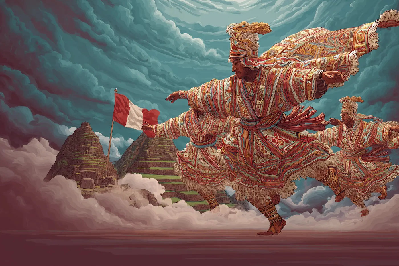 Papier peint Péruvien Danse des Nuages Incas