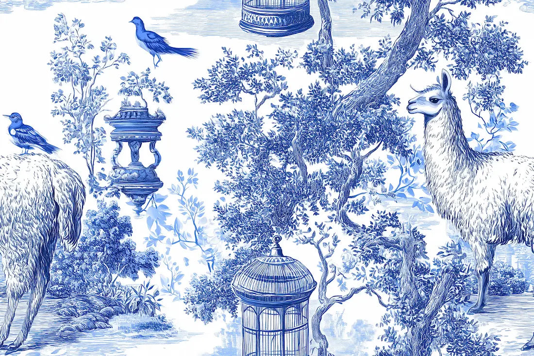 Papier peint Toile de Jouy Lama Andin