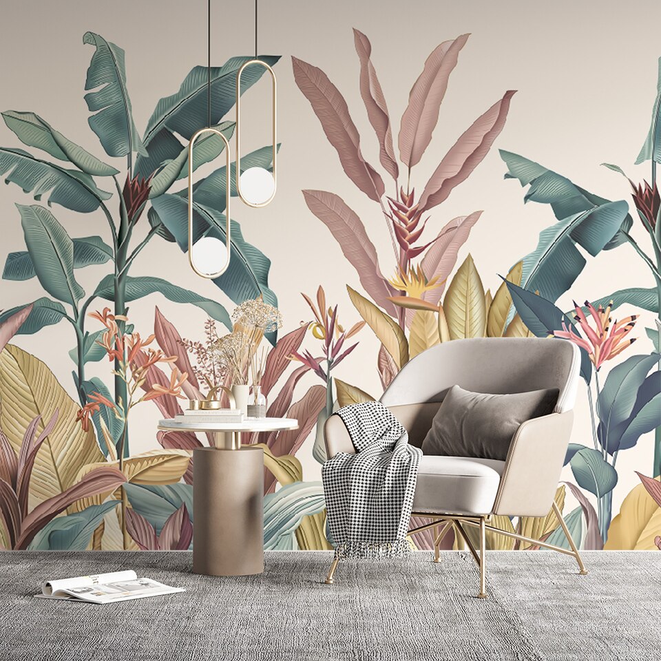 Papier peint Papier peint plantes tropicales coloré luxuriant de apportera
