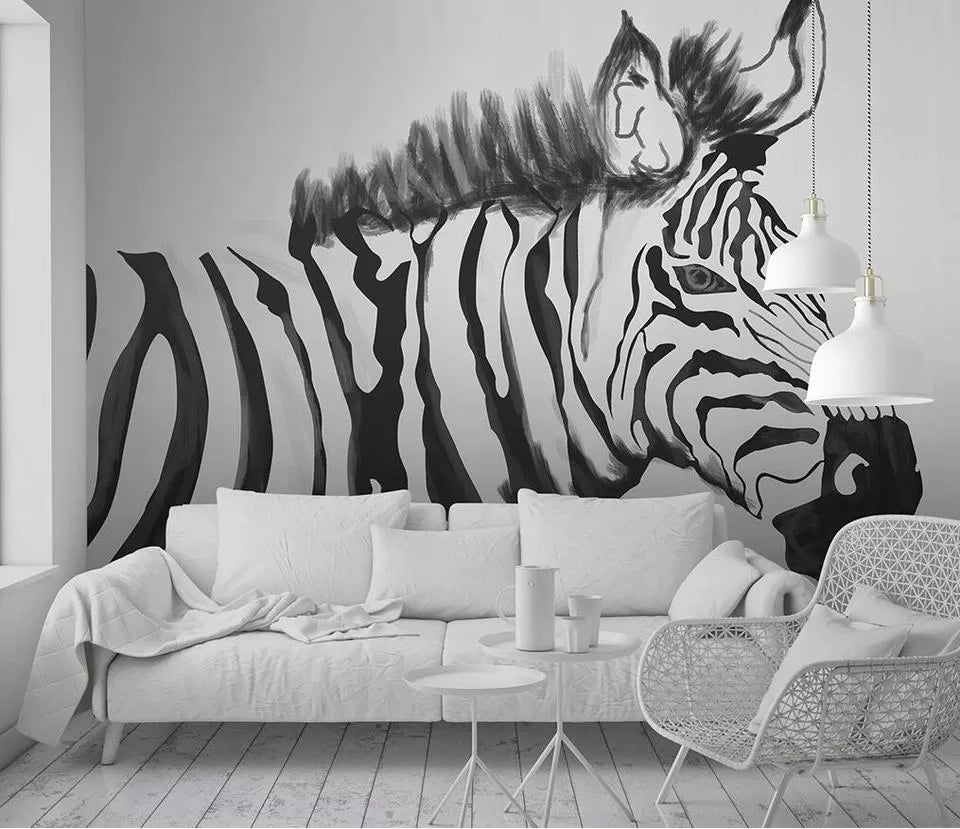 Papier peint Papier peint noir et blanc zèbre zébré saisissant, africain