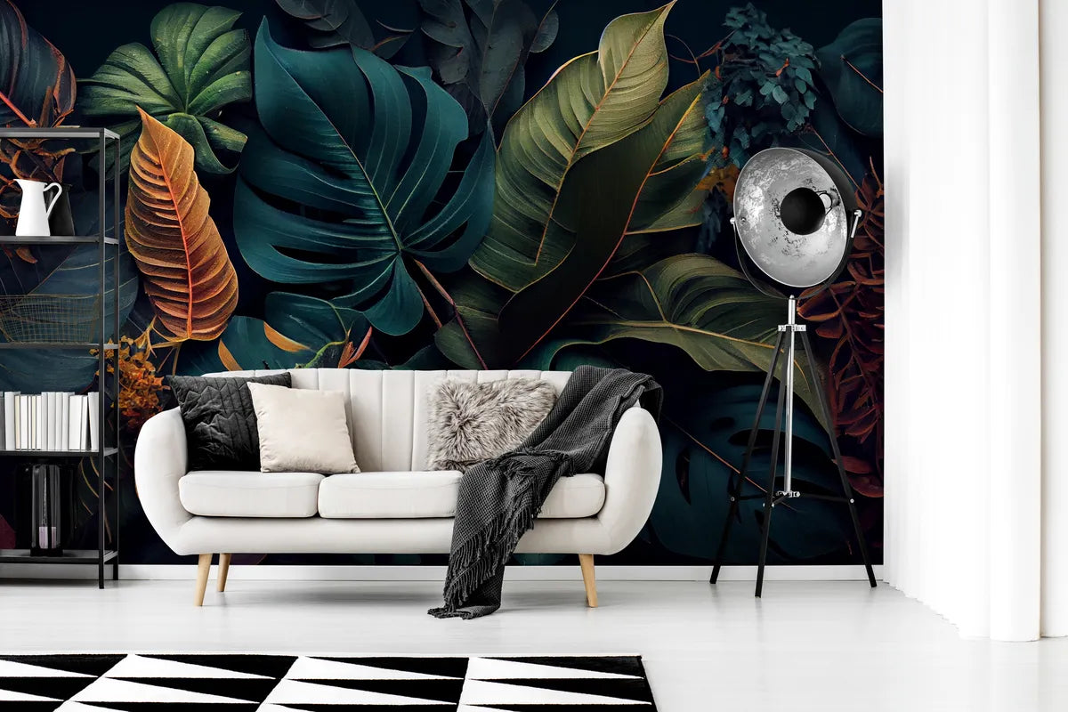 Papier peint Papier peint illustration feuillage tropical luxuriant de audacieux