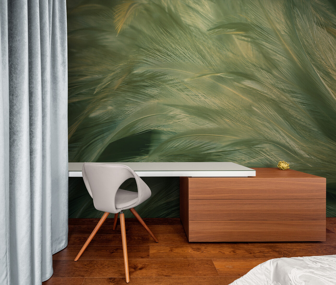 Papier peint Papier peint plumes vertes de plumes apporte