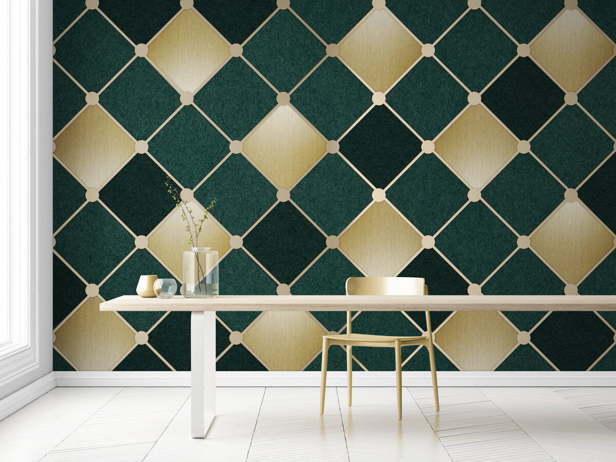 Papier peint Papier peint motifs géométriques vert et doré géométrique de Art