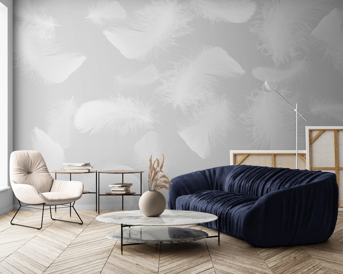Papier peint Papier peint plumes blanches aérien de minimaliste