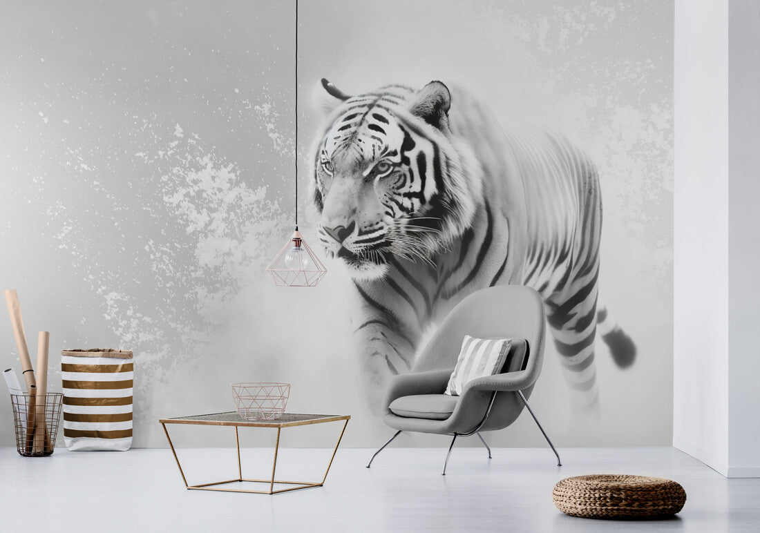 Papier peint Papier peint tigre blanc minimaliste et