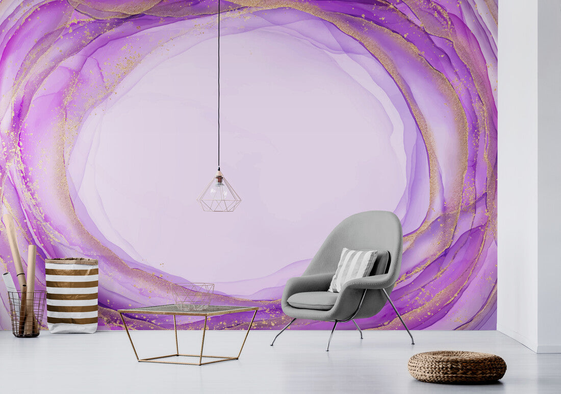 Papier peint Papier peint rond violet abstrait aux évoque