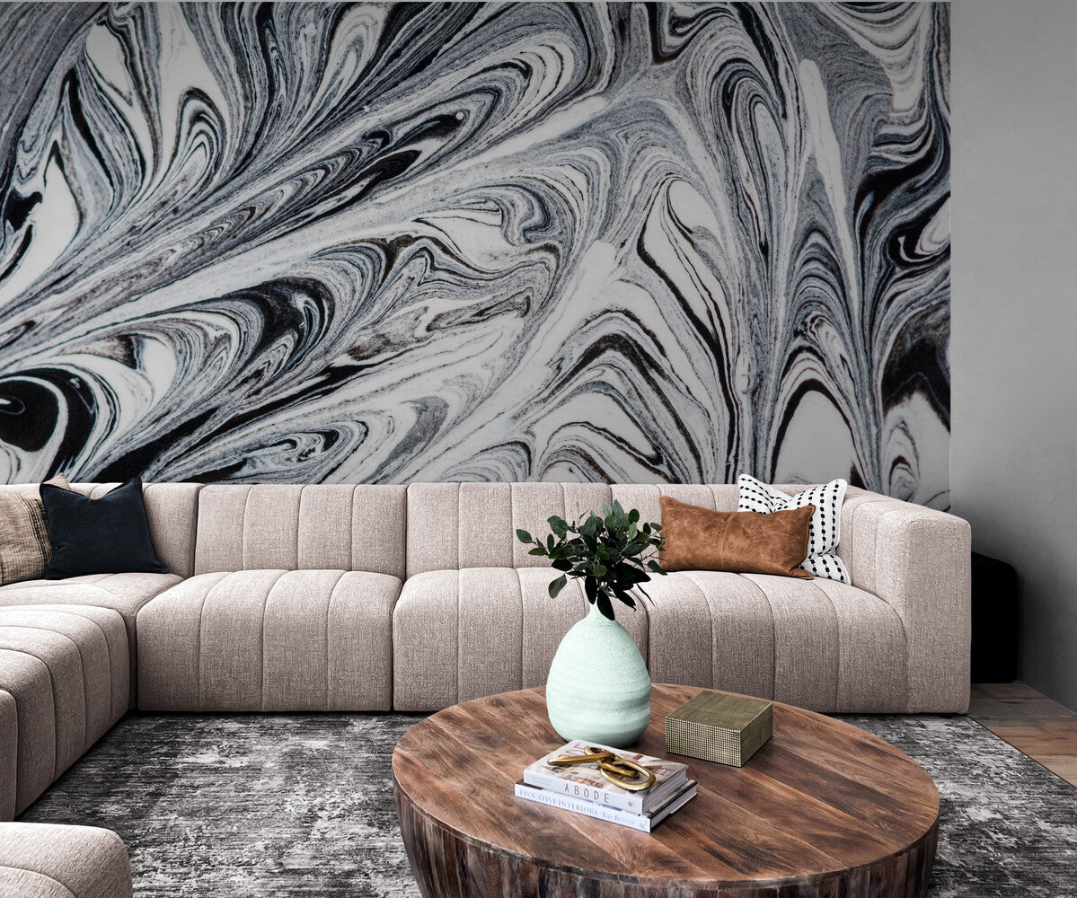 Papier peint Papier peint marbre blanc et noir foncé abstrait de