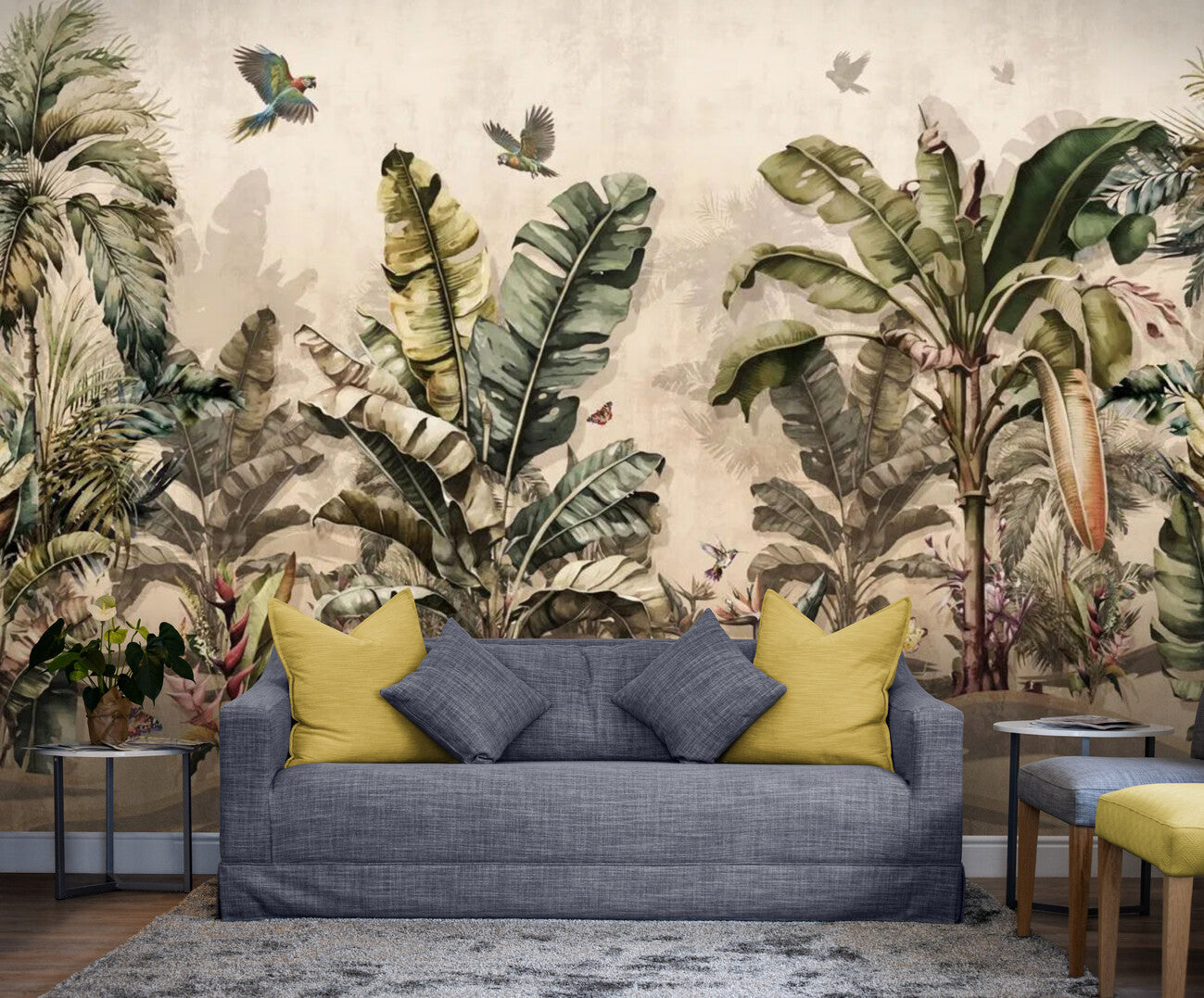 Papier peint Papier peint panoramique jungle tropicale vintage évoque une vintage,