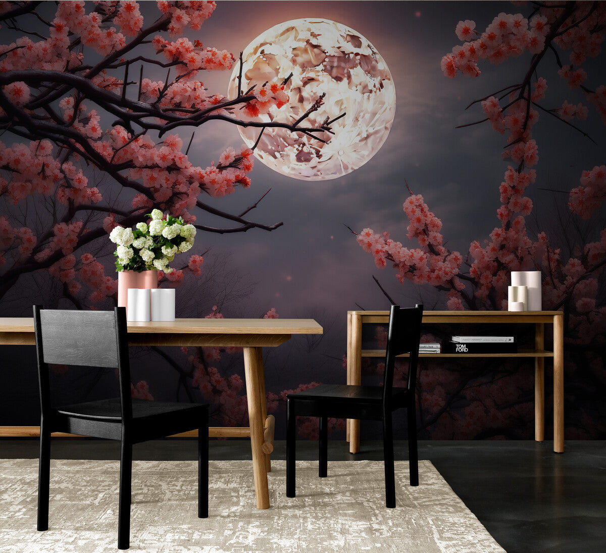 Papier peint Papier peint japonais pleine lune évoque une sereine
