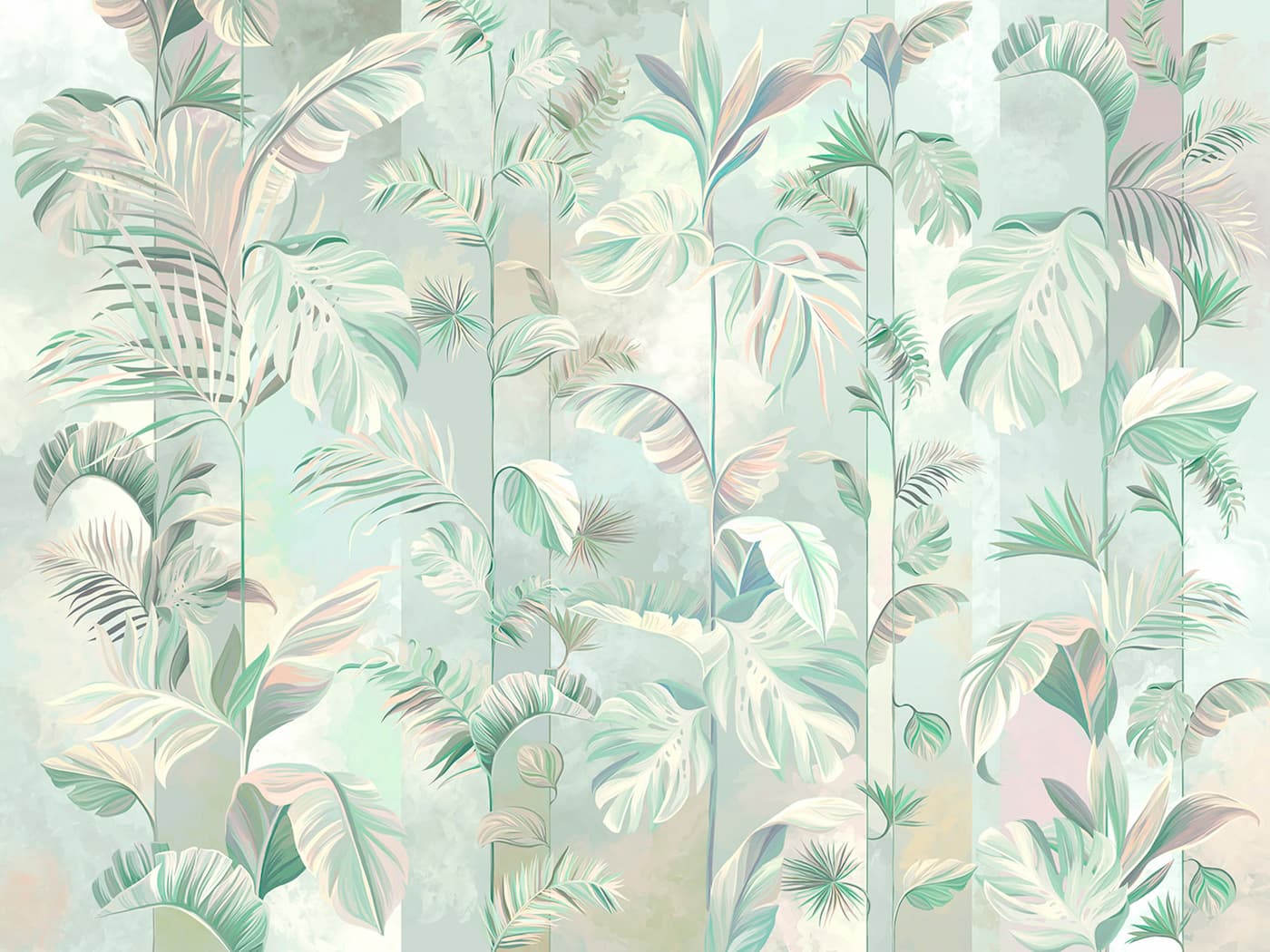 Papier peint feuillage plantes exotiques
