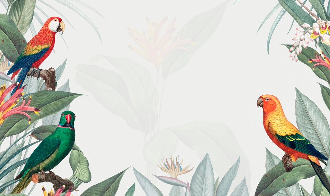 Papier peint design jungle tropicale et animaux