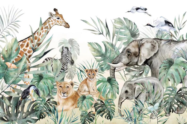 Papier peint plantes et animaux tropicaux