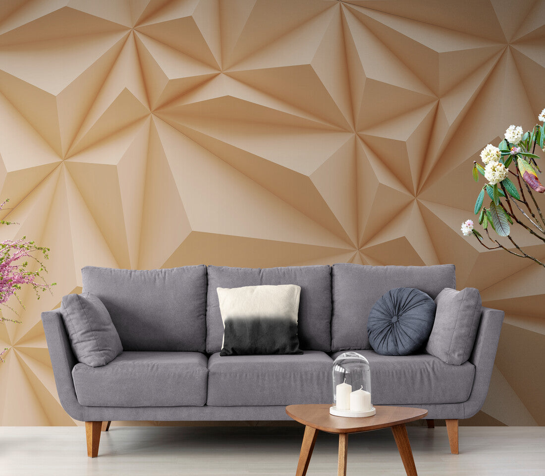 Papier peint Papier peint 3D géométrique beige géométrique abstrait contemporain,