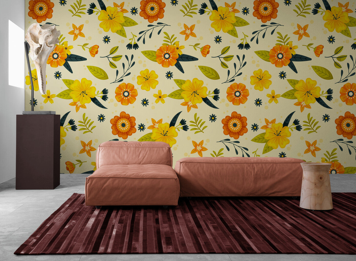 Papier peint Papier peint fleurs jaunes joyeux de bohème,