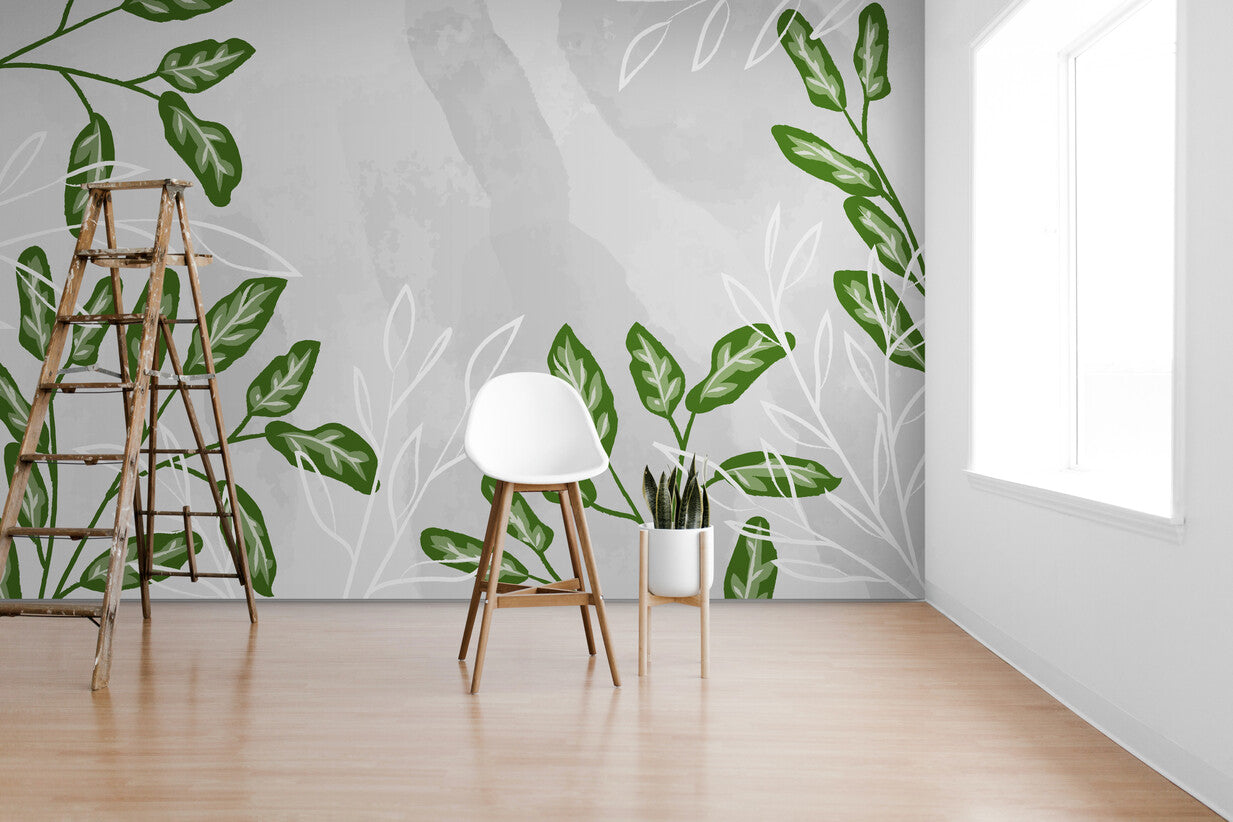 Papier peint Papier peint feuillage vert végétal stylisé, apporte