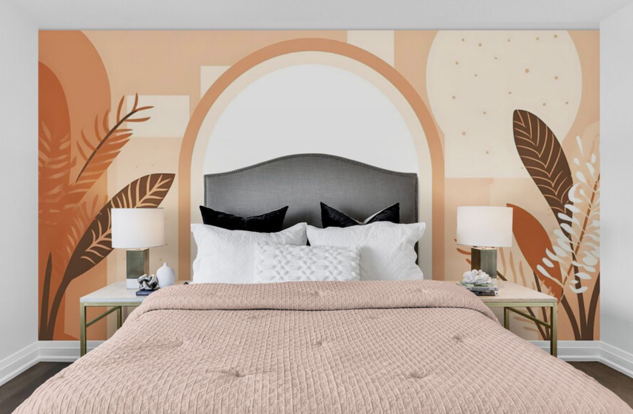 Papier peint Papier peint arche terracotta abstrait aux chaudes