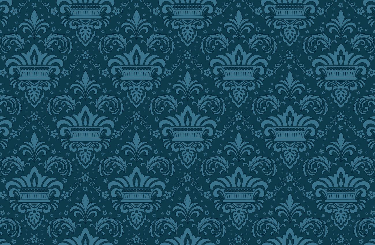 Papier peint Papier peint baroque bleu canard damassé classique, élégant