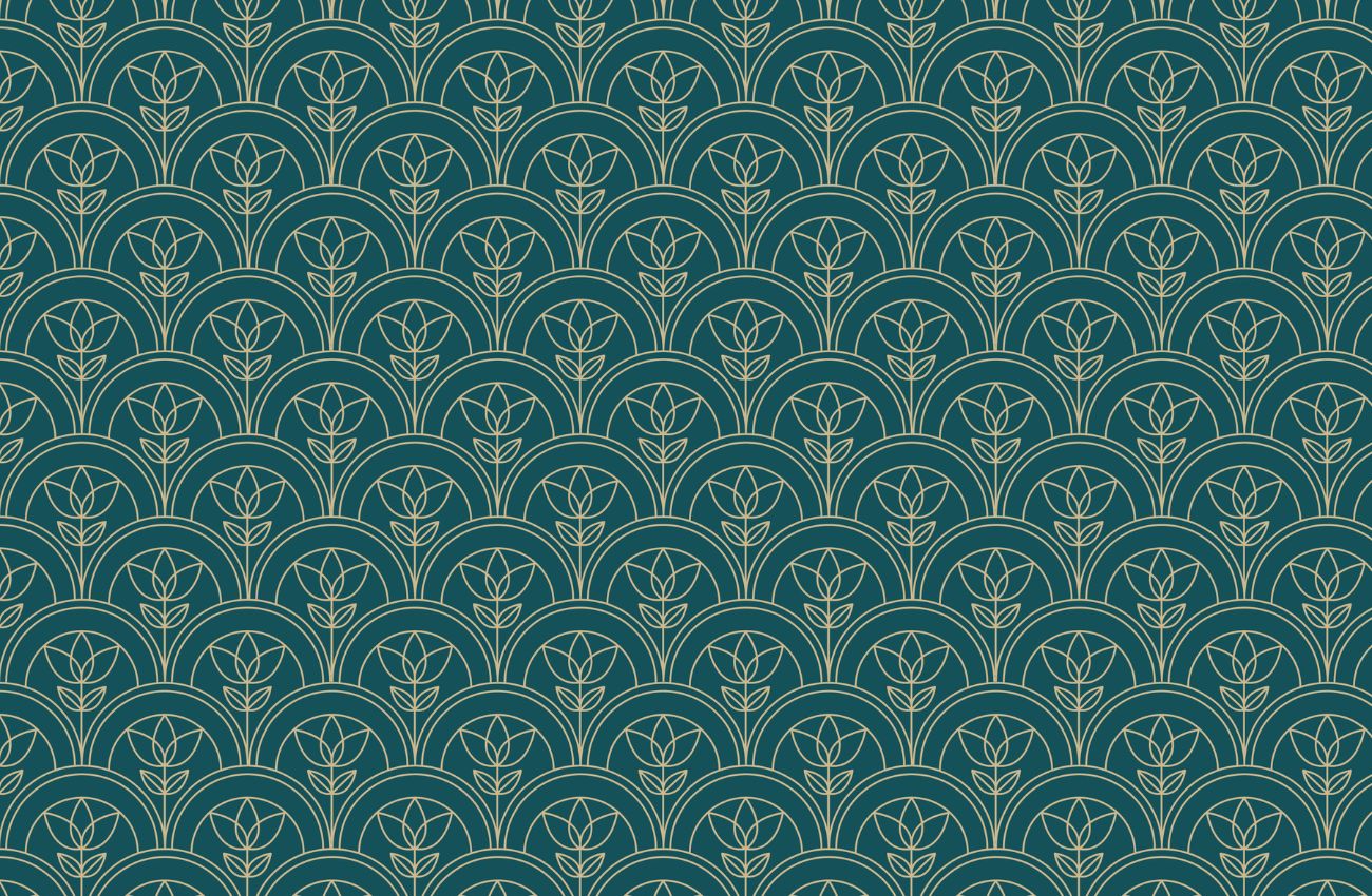 Papier peint Papier peint cuisine bleu canard floral stylisé élégant