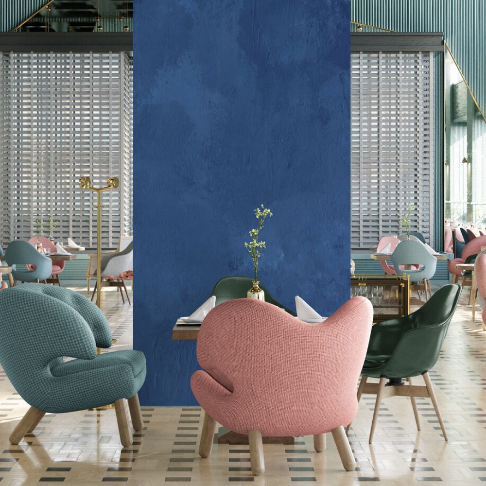 Papier peint couloir bleu