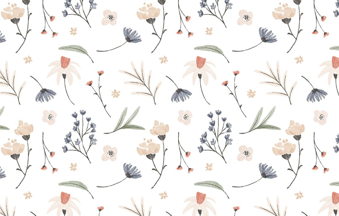 Papier peint Papier peint couloir fleuri floral délicat, champêtre