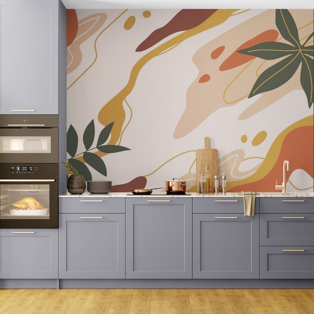 Papier peint Papier peint terracotta cuisine abstrait aux chaudes,