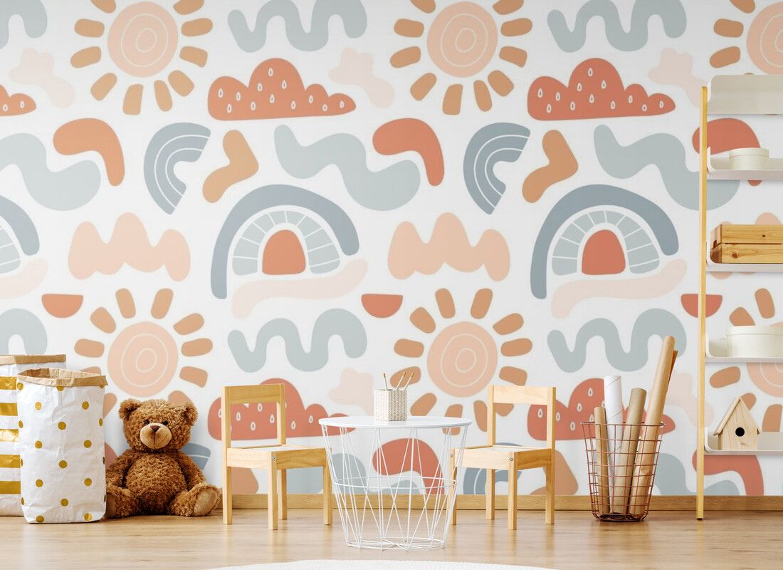Papier peint Papier peint terracotta enfant abstrait et scandinave,