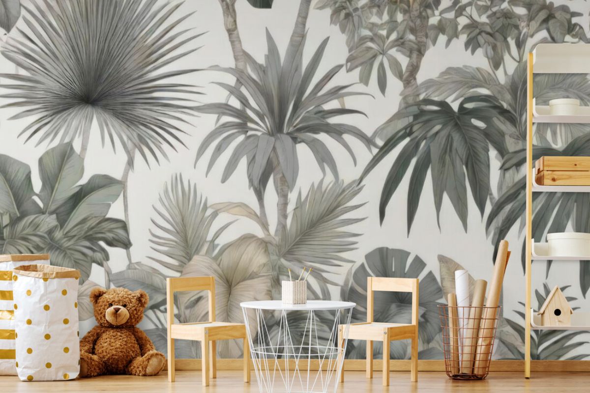 Papier peint Papier peint fleurs exotiques de jungle exotique