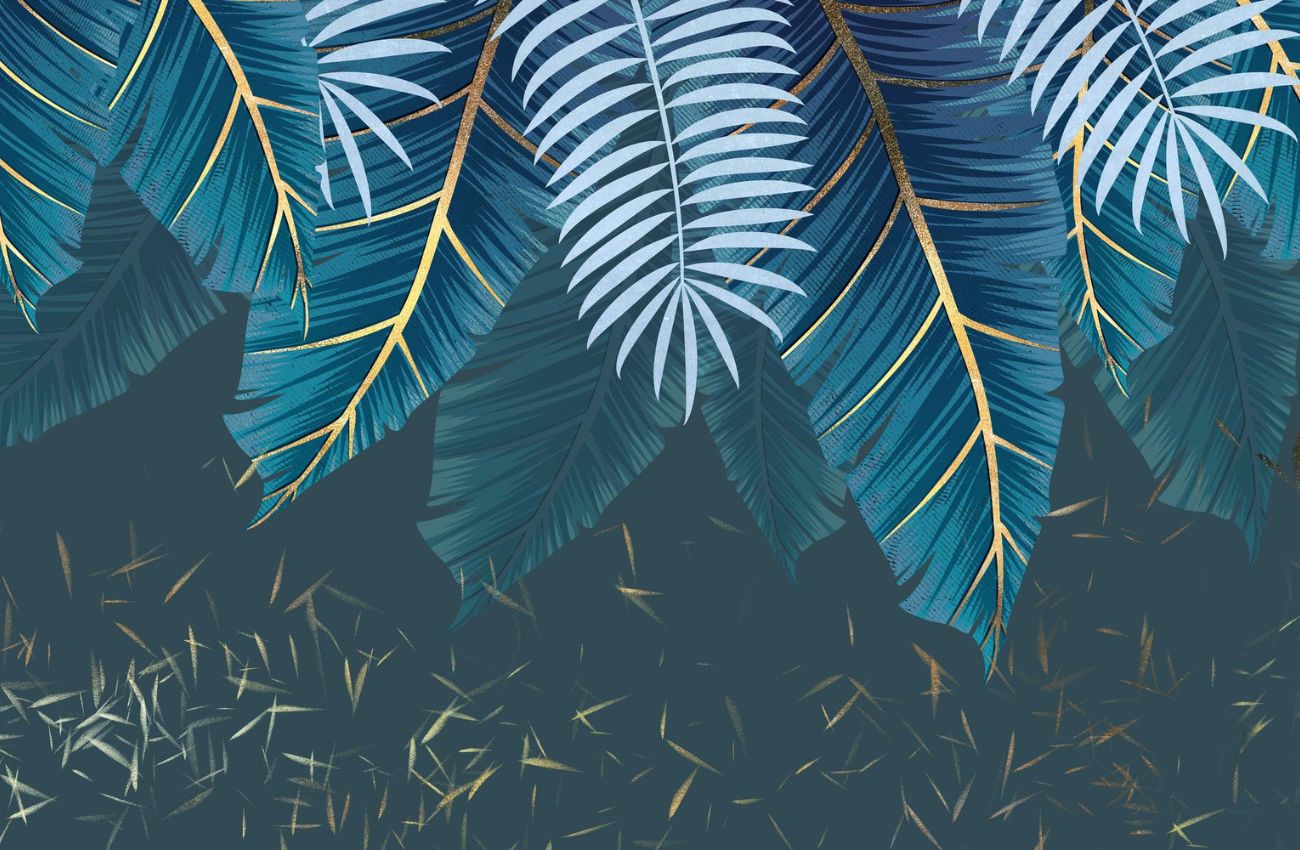 Papier peint Papier peint jungle bleu canard tropical luxueux apporte