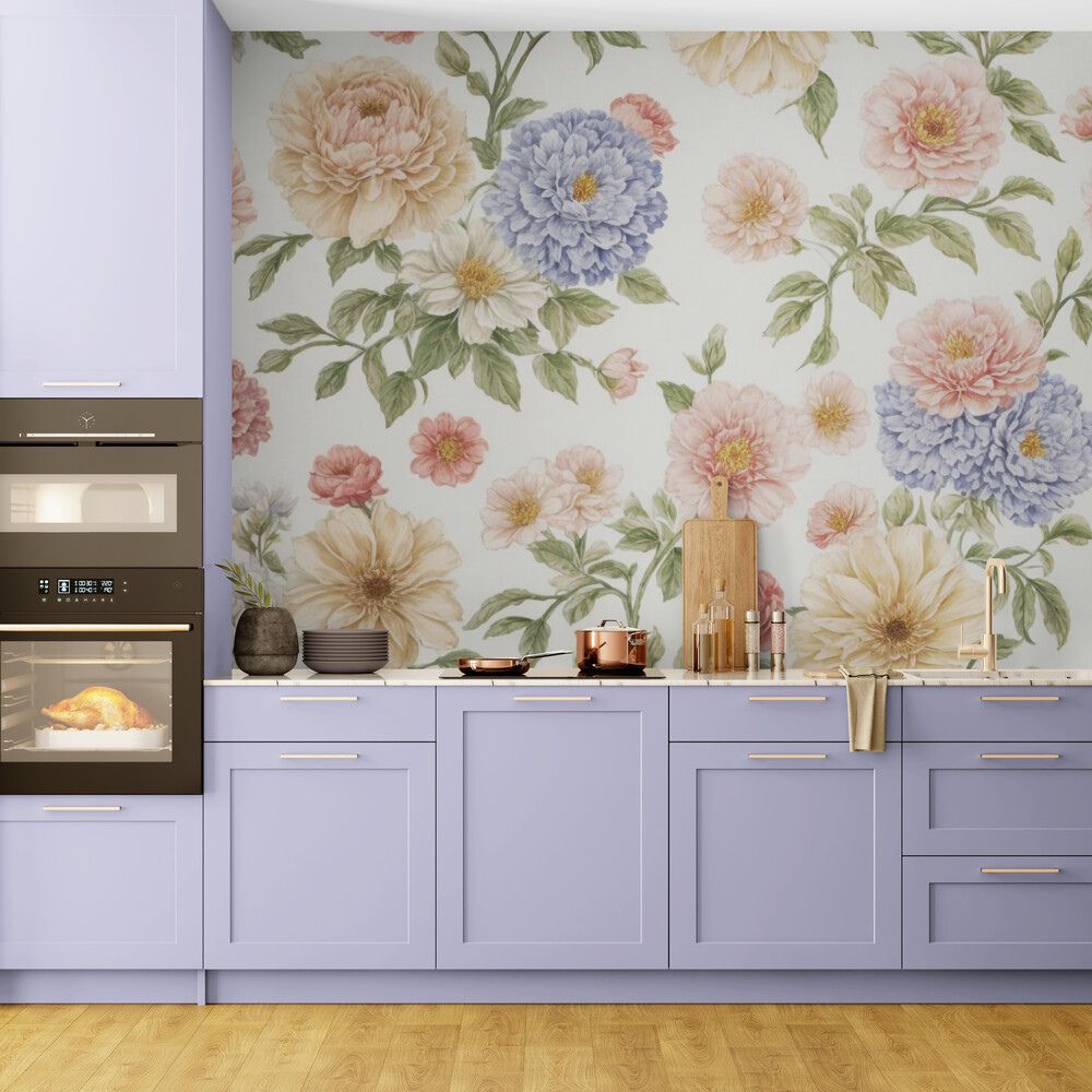 Papier peint Papier peint hortensia romantique de floral